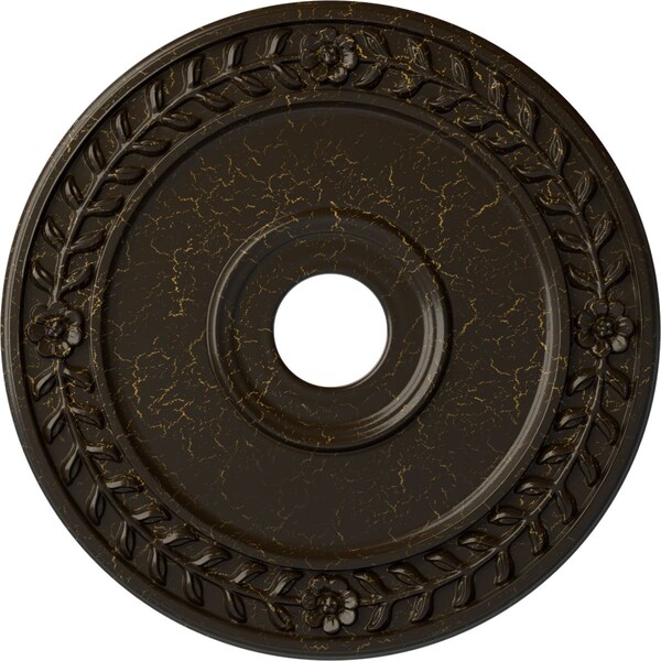 Ekena Millwork Wreath Ceiling Medallion (Canopies up to 6"), 21 1/8"OD x 3 5/8"ID x 7/8"P, Stone Hearth Crackle CM21WRSHC - main